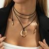 Ingemark Vintage Hollow Irregular Geometry Pendant Necklaces for Women Trendy Creative Black Rope Chain 2026 New Year Jewellery