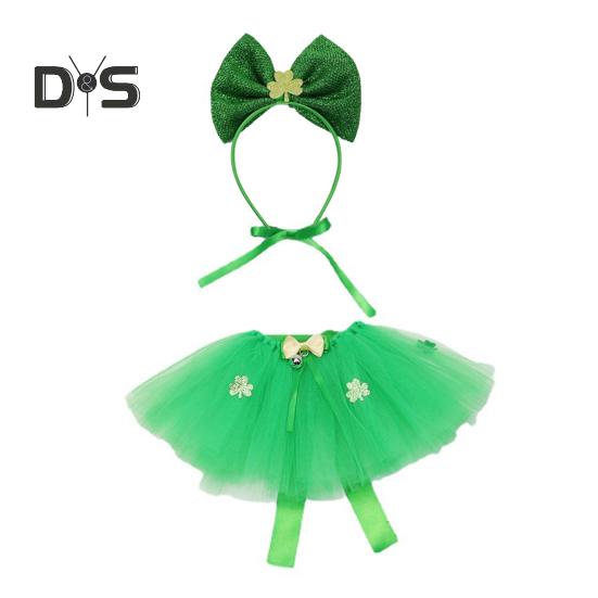 

улица. Комплект из сетчатой юбки для собак на День Патрика, юбка-пачка для девочек на Марди Гра и блестящая повязка на голову в виде щенка, принцессы, костюм для переодевания Sets