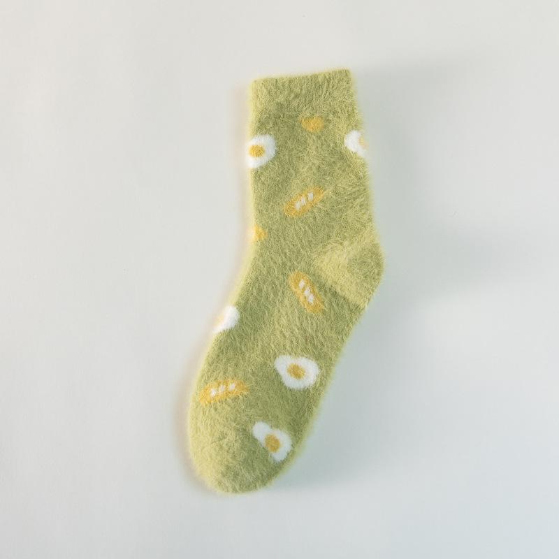Autumn And Winter New Socks Women Thickened Warm Imitation Mink Velvet Sweet Fruit Ladies Home Floor Socks Sleep Socks