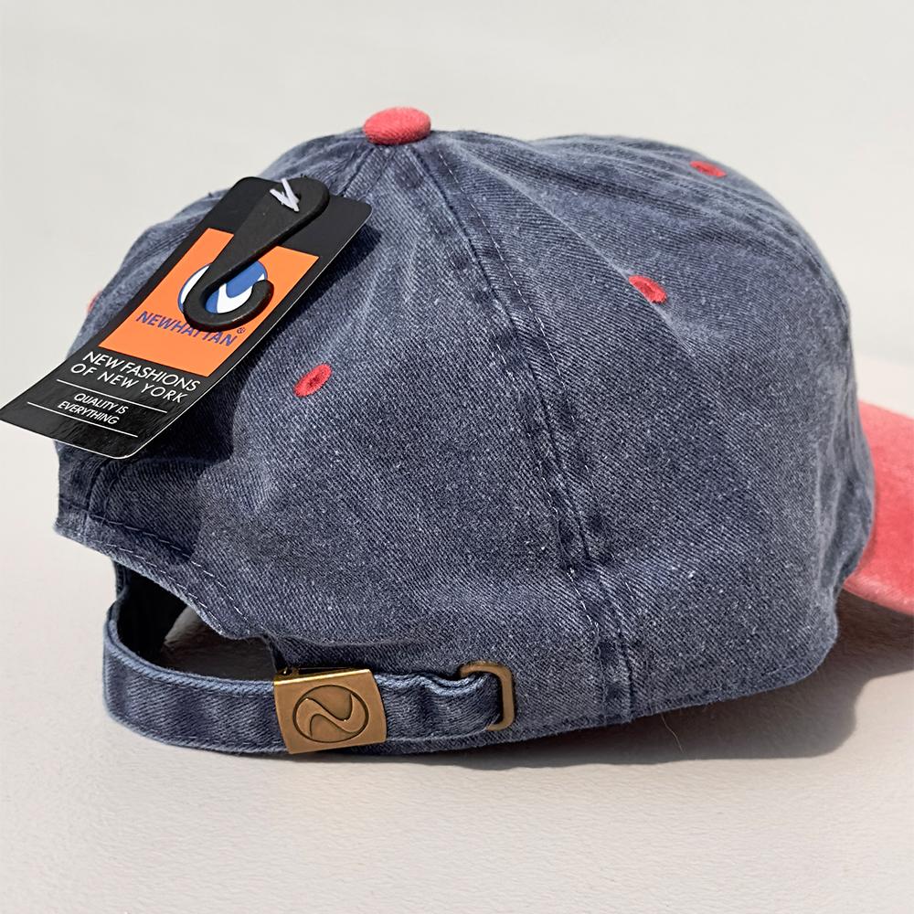 Nyuhaeteun Vintage Washed Ball Cap (Blue/Red)