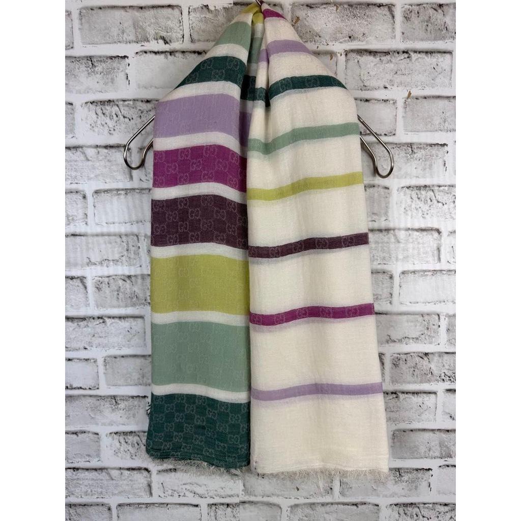 Used USED GUCCI GG Logo Multicolor Border Large Stole