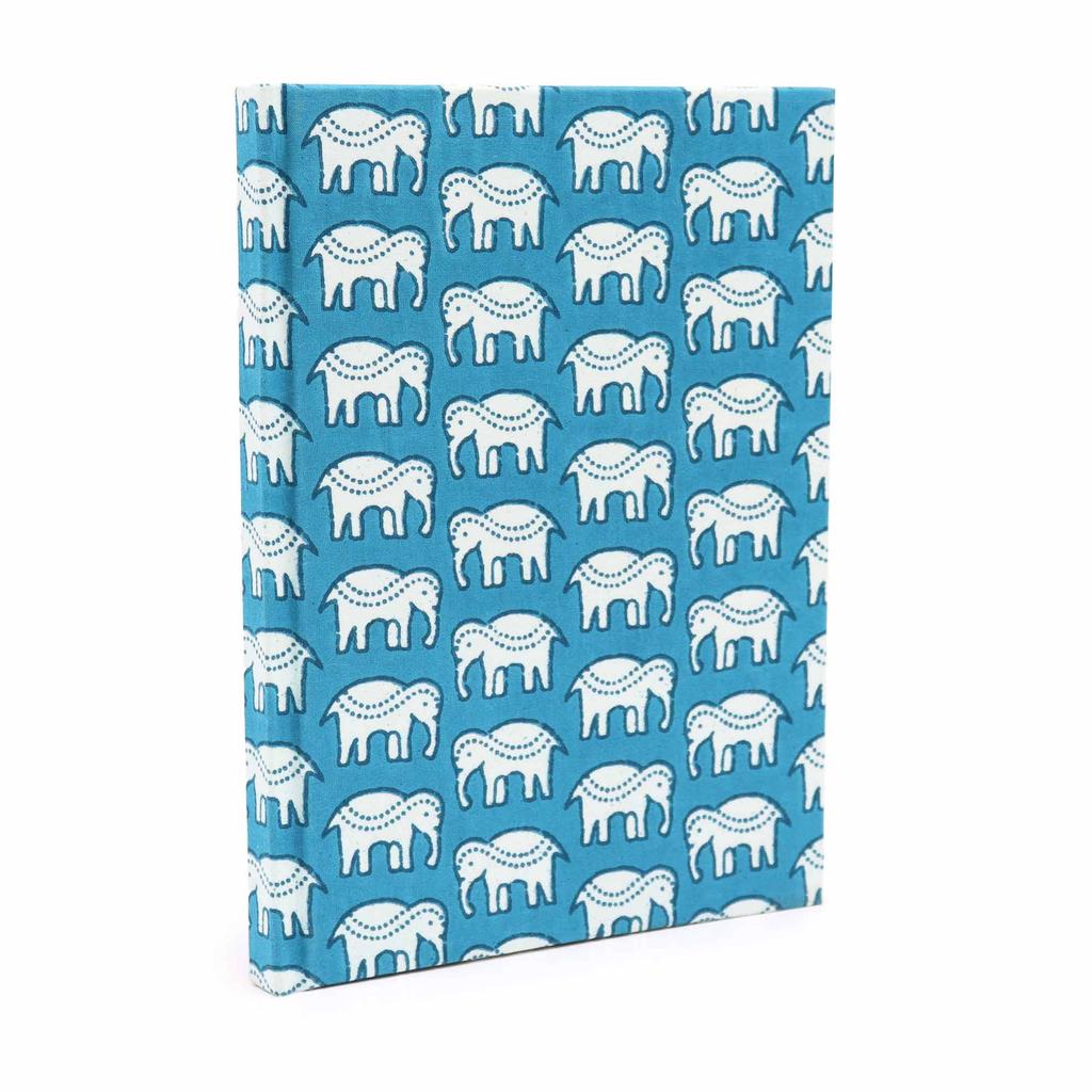 Cotton Notebook 20x15 cm 96 Pages Teal Elephants