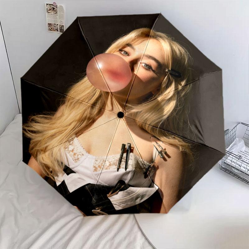 Sabrina Carpenter pattern, automatic folding umbrella, portable and foldable design, 8 ribs, a Christmas or birthday gift.