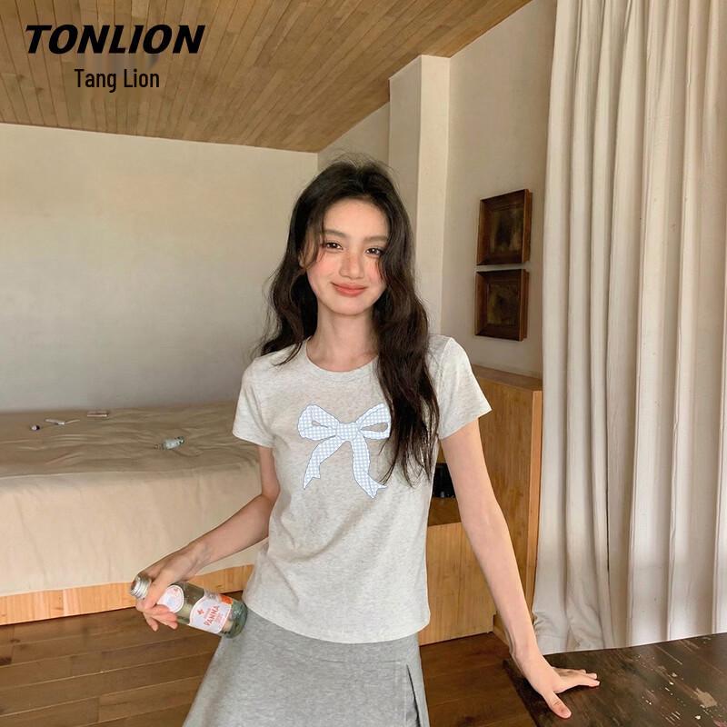 TonLion Women s Slim-Fit Bow-Knot Short Sleeve T-Shirt S