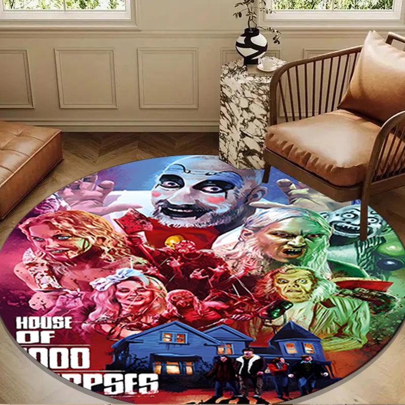 Clown Horror Round Rug for Livingroom,Bedroom, Palyroom, Chair Rug, Area Rug, Circle Carpet, Large Size Fan Christmas Gift