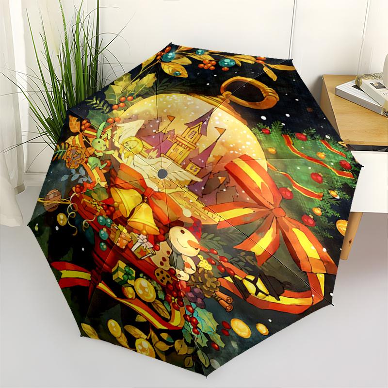 1pc Christmas Wonderland Automatic Open/CloseUmbrella, Portable Compact Umbrella for Men & Women J016