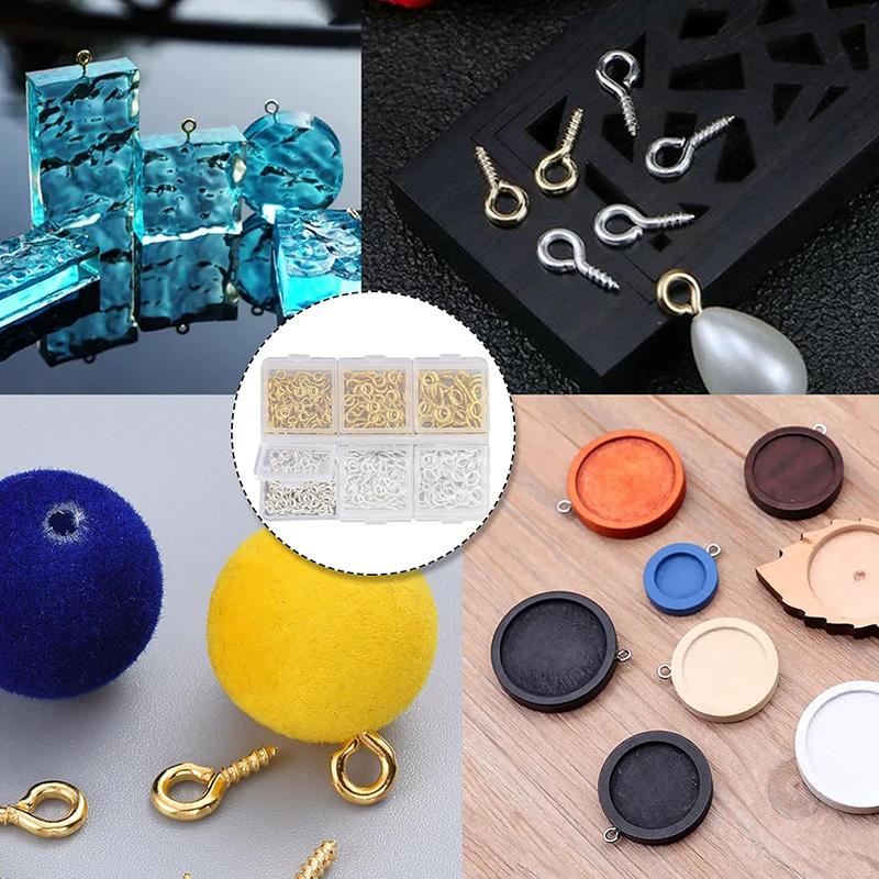 8/10mm Mini-Schraubösen Metall-Ösenhaken Ösen Gewinde-Anhängerverschlüsse Schmuckzubehör für DIY-Schmuck