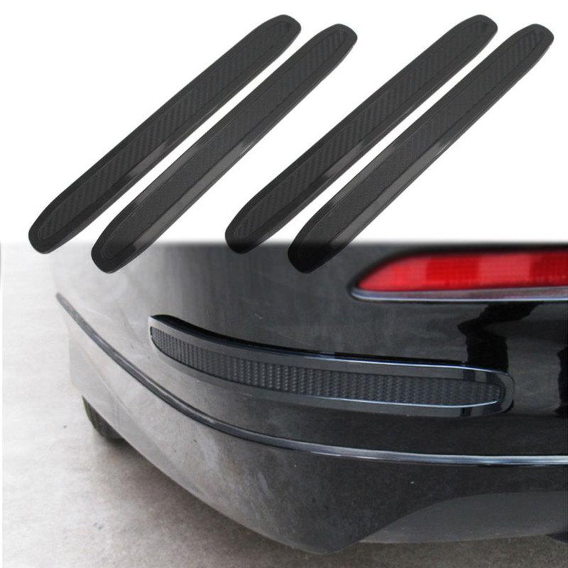 4Pcs Carbon Fiber Car Front Rear Bumper Protector Guard Corner Strips Anti-collision Trim Strips Auto Protector Bar Car Styling