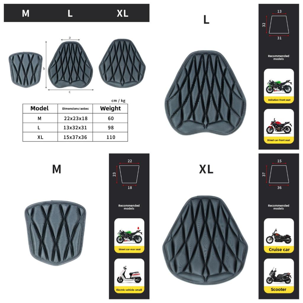 Motorcycle Seat Cushion Cover, Universal Waterproof Shock Absorbing Pad With Sun Protection, Breathable Eva Heat Insulation