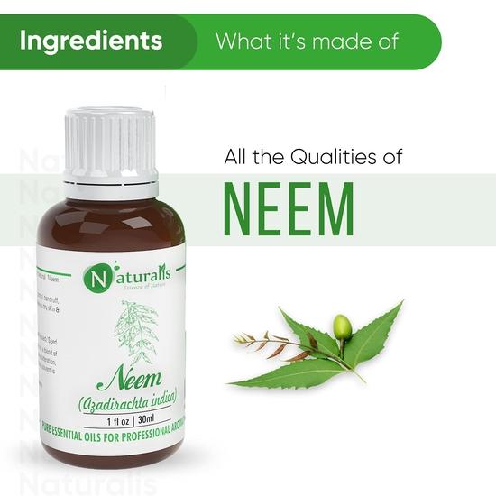 Naturalis Neem Oil for Skin and Hair - Pure Therapeutic Grade Neem Oil for Acne, Skin Hydration, Soothing Skin, Promotes Healthy Hair and Scalp - 30ml