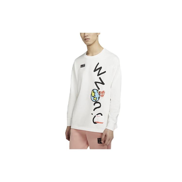 Air Jordan Alphabet Printing Round Neck Long Sleeves White Men s CW4262-100 XXXL