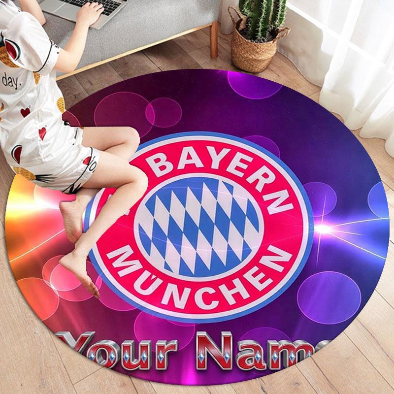 FC Bayern Munchen Custom Name Round Area Rug,Carpet Rug for Living Room Bedroom Sofa Playroom Decor,Non-slip Floor Mat