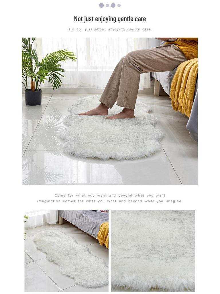 Plush Carpet Mat for Living Room, Bedroom, Sofa, or Bay Window - Imitation Wool, Light Luxury