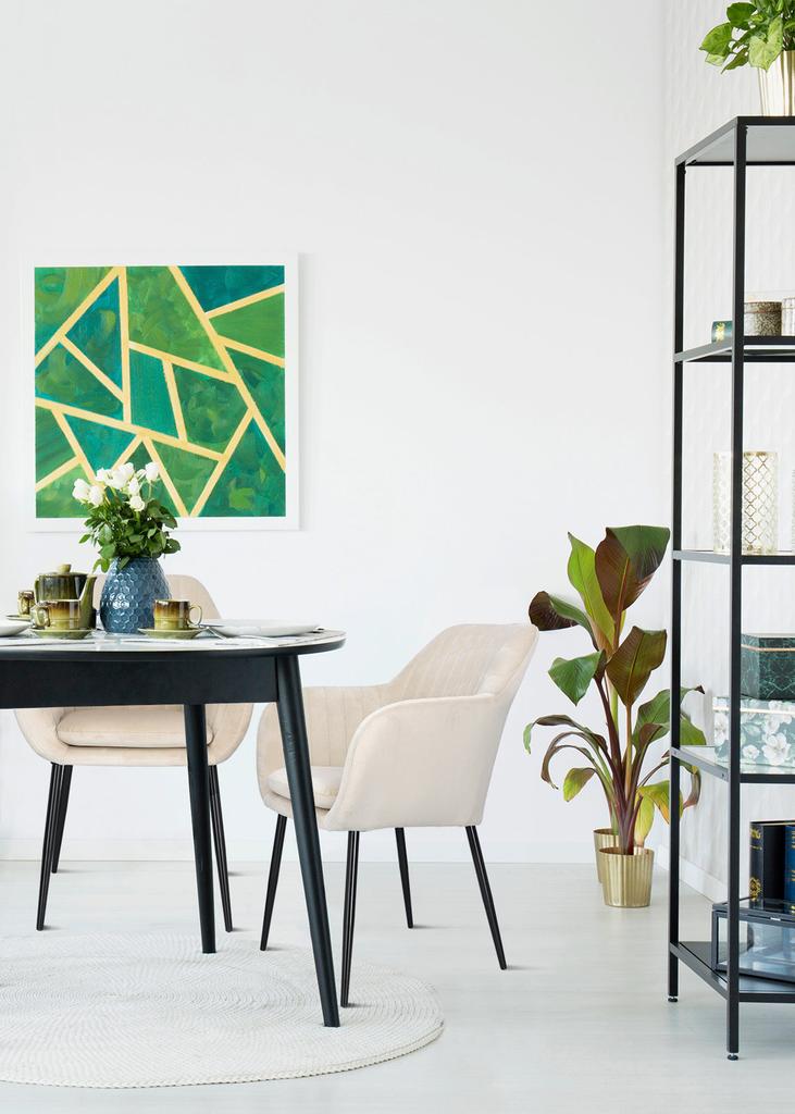 Emilia Velvet cream upholstered chair with armrests