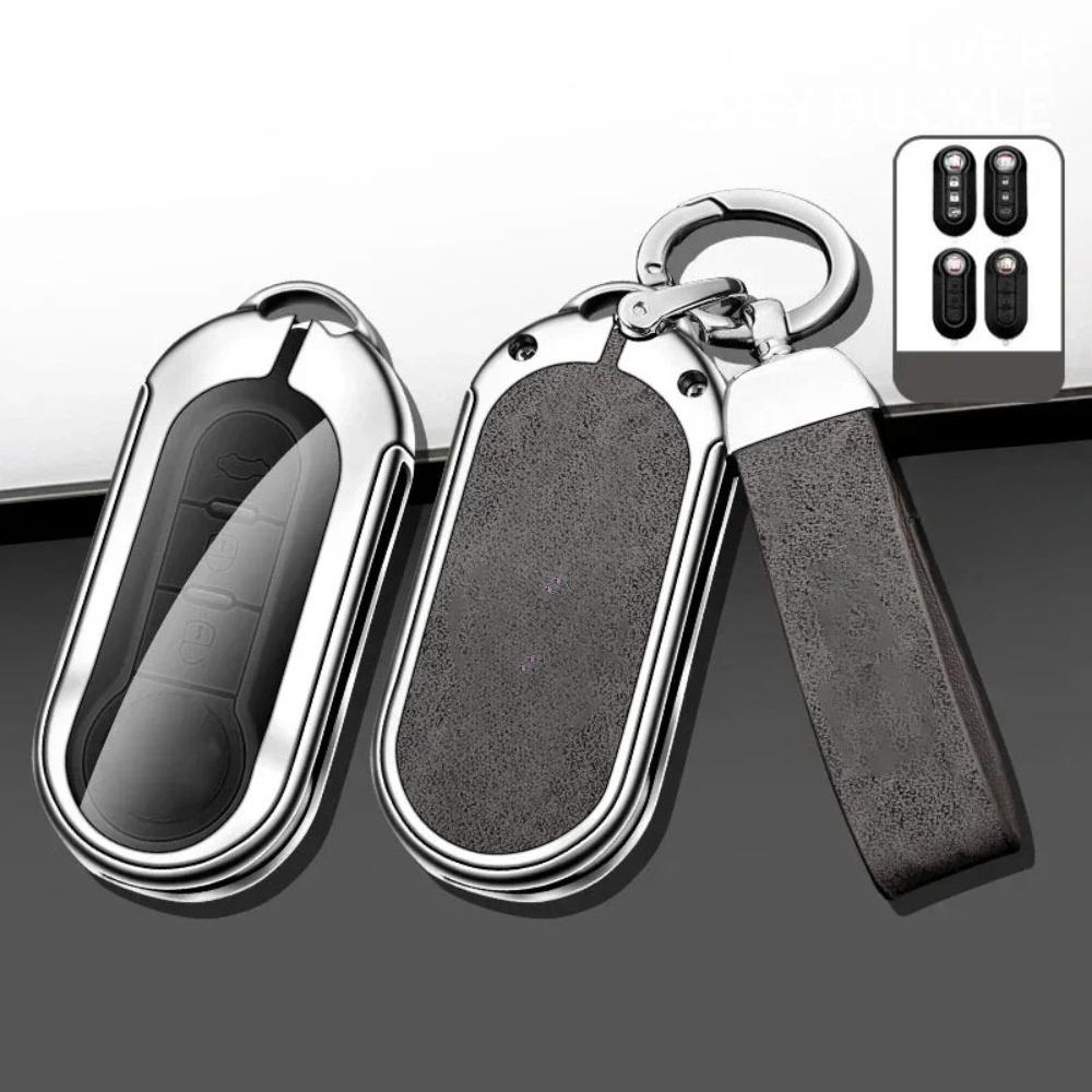 Suitable for Fiat 500 500C 500L 500X Zinc Alloy High-grade Leather Car Key Protective Cover Auto Accessories