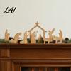 Christmas Story Display for Home 13Pcs Wooden Nativity Scene Set Mini Holy Family Figurines Durable Set Decoration Tabletop Manger Decorations