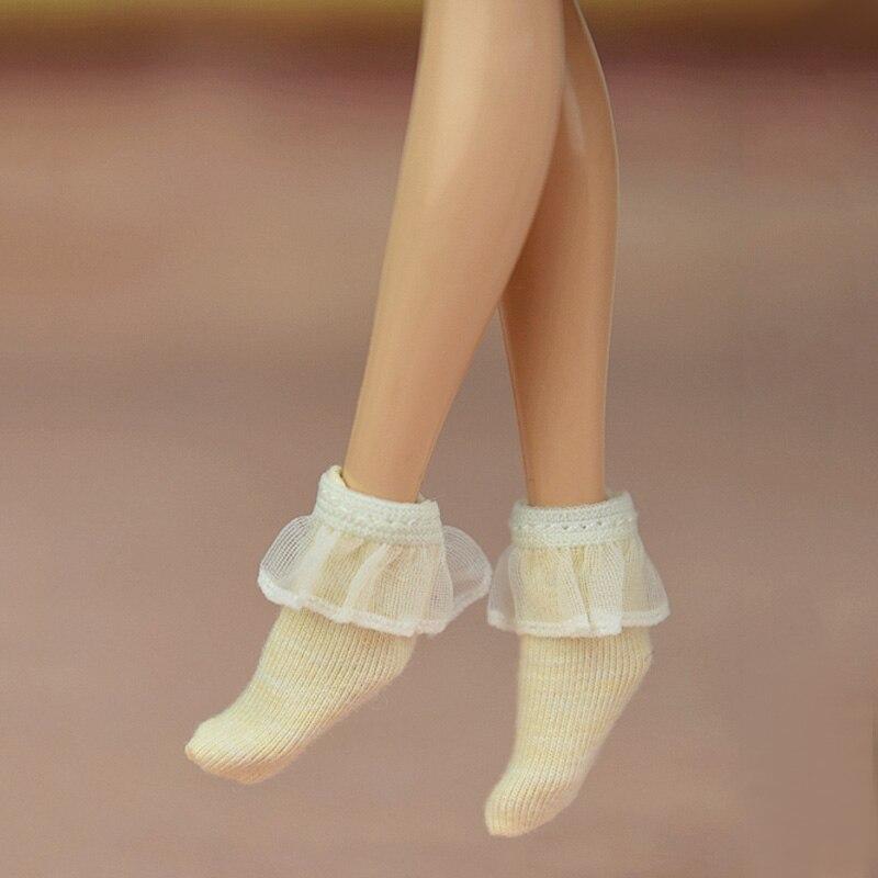 

1 пара коротких кружевных носков разных цветов, подходящих для кукол Блайз, чулки для куклы Барби, повседневная одежда, аксессуары для кукол, своими руками, ручная работа бежевый