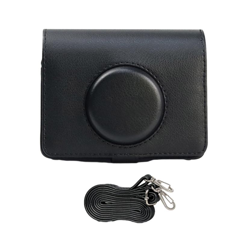

For Mini EVO Case Stylish PU Leather Protective Bag for Mini EVO Instant Camera Protector Adjustable Shoulder Strap чорний