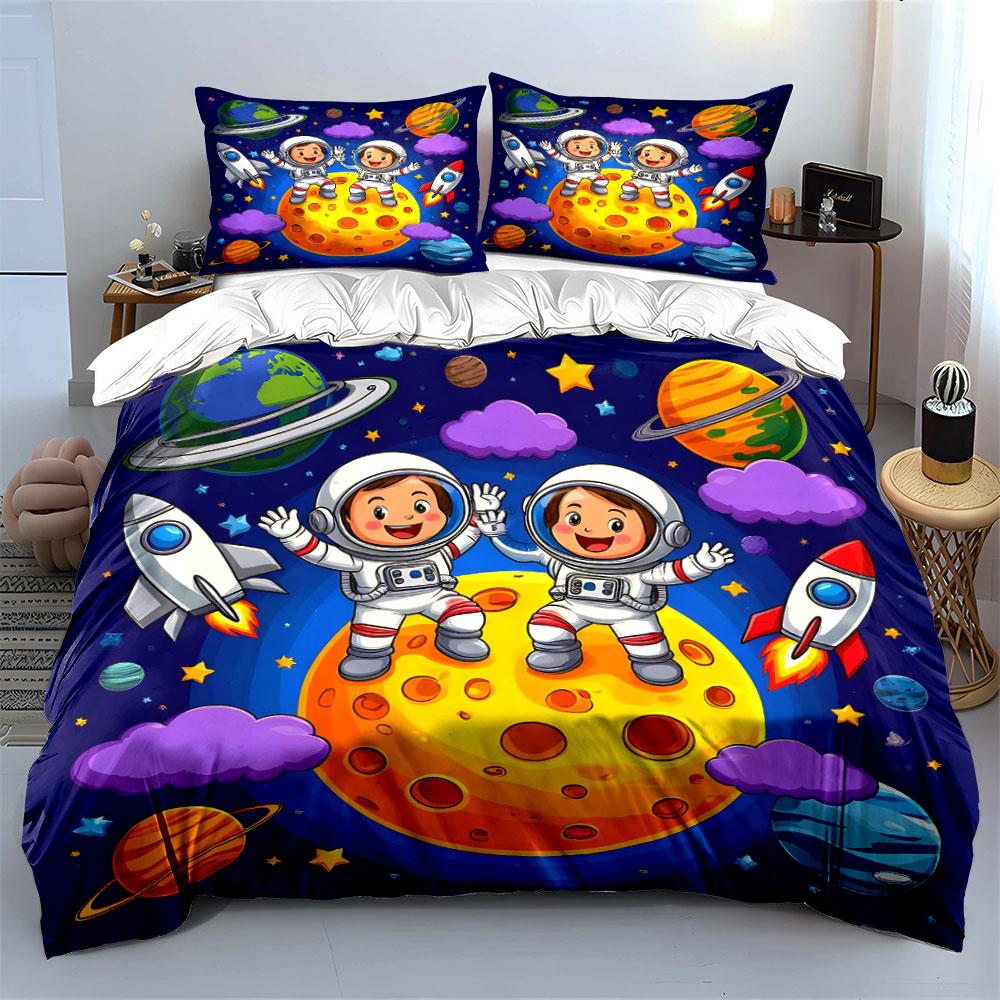 Kids Astronaut Space Adventure Set, Multiple Sizes Kid'S And Adults' Bedroom Exquisite 3Pc Bedding Set, Gift
