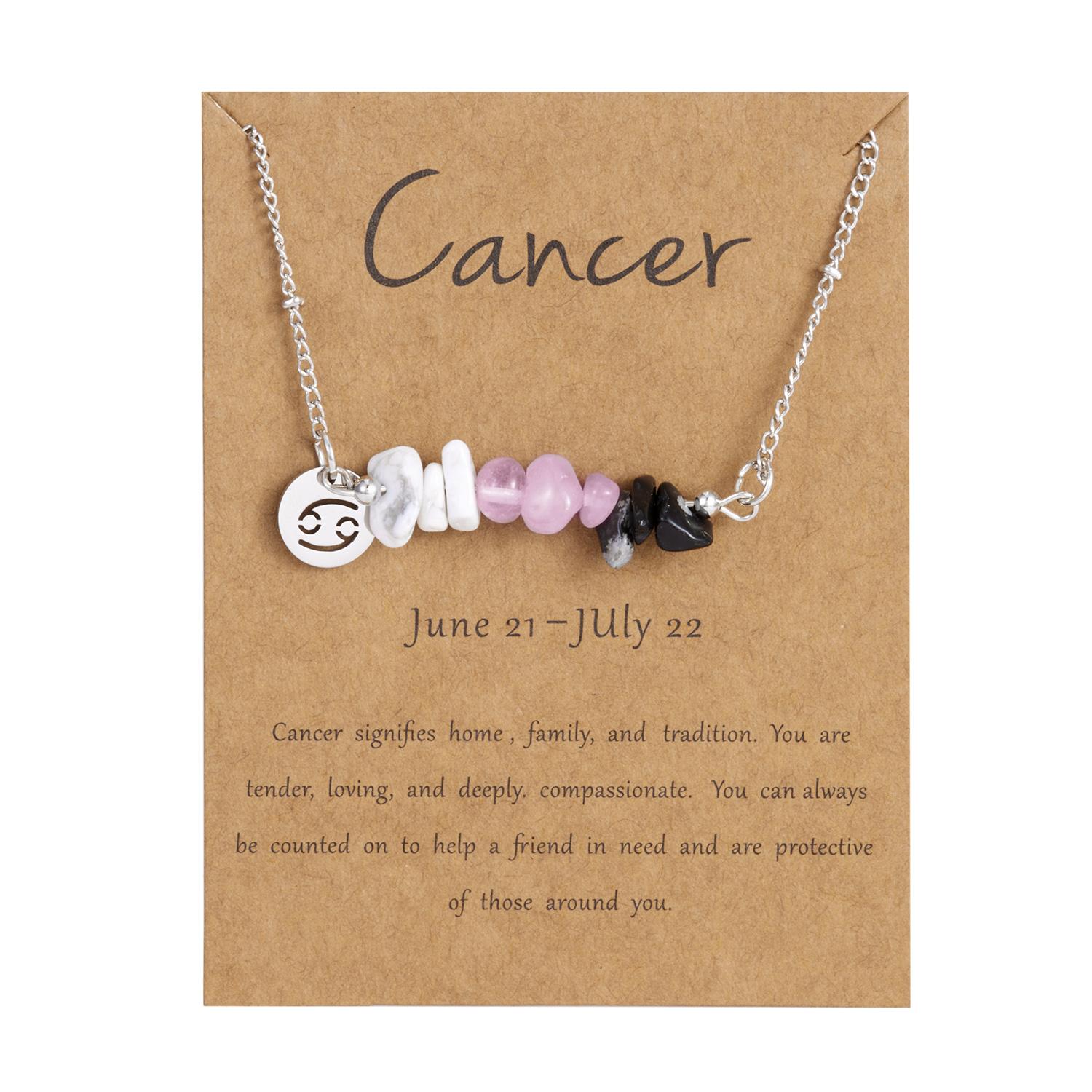 12 Zodiac Signs Constellation Necklace For Men Women Stainless Steel Natural Irregular Stone Beaded Choker Party Birthday Gifts