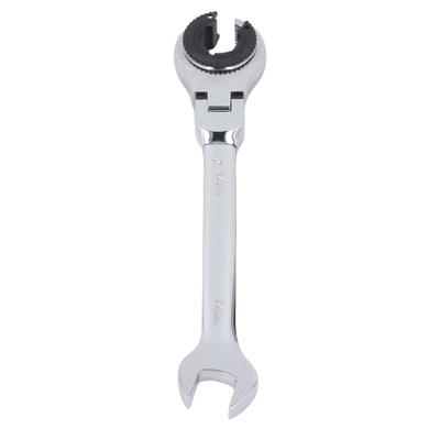 14mm 7.5 Inch Flare Nut Wrench Open End 72 Teeth Ratchet Flexible Head Wrench for Fuel Brake AC