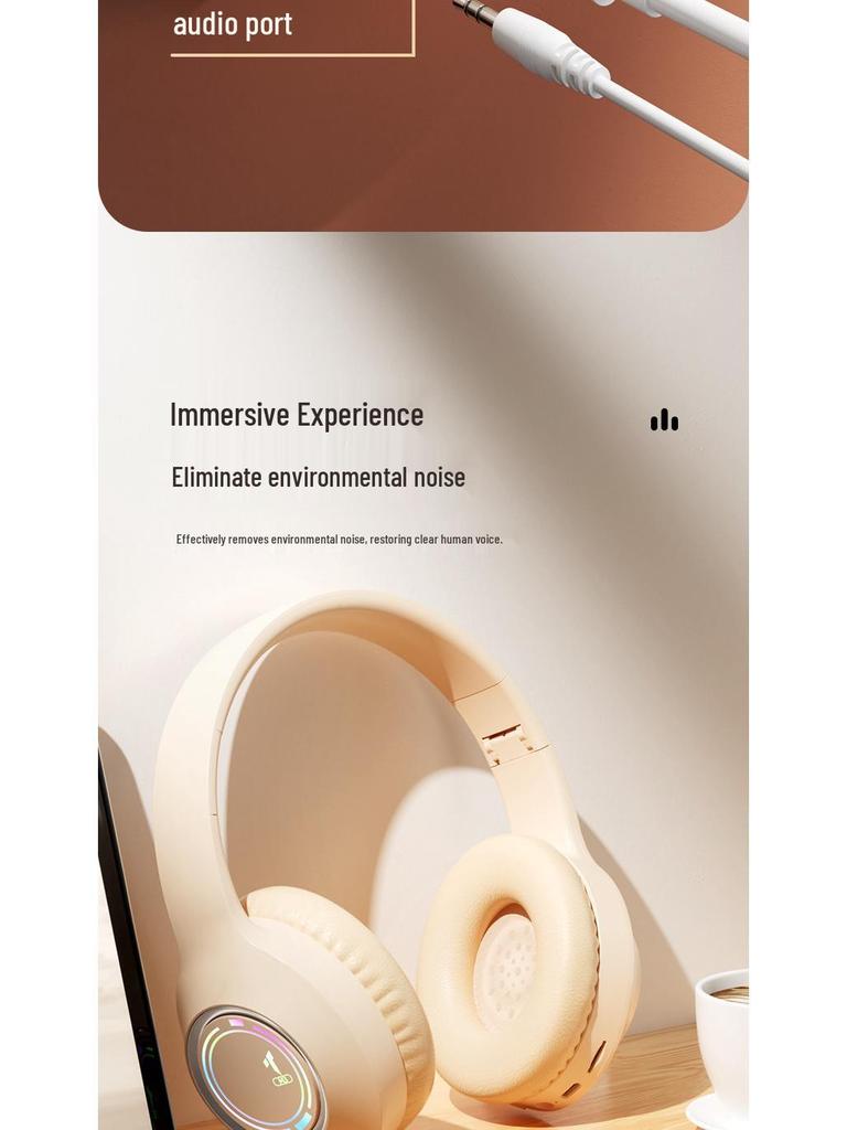 Luminous Bluetooth Wireless Gaming Headphones with Heavy Bass & Card Slot