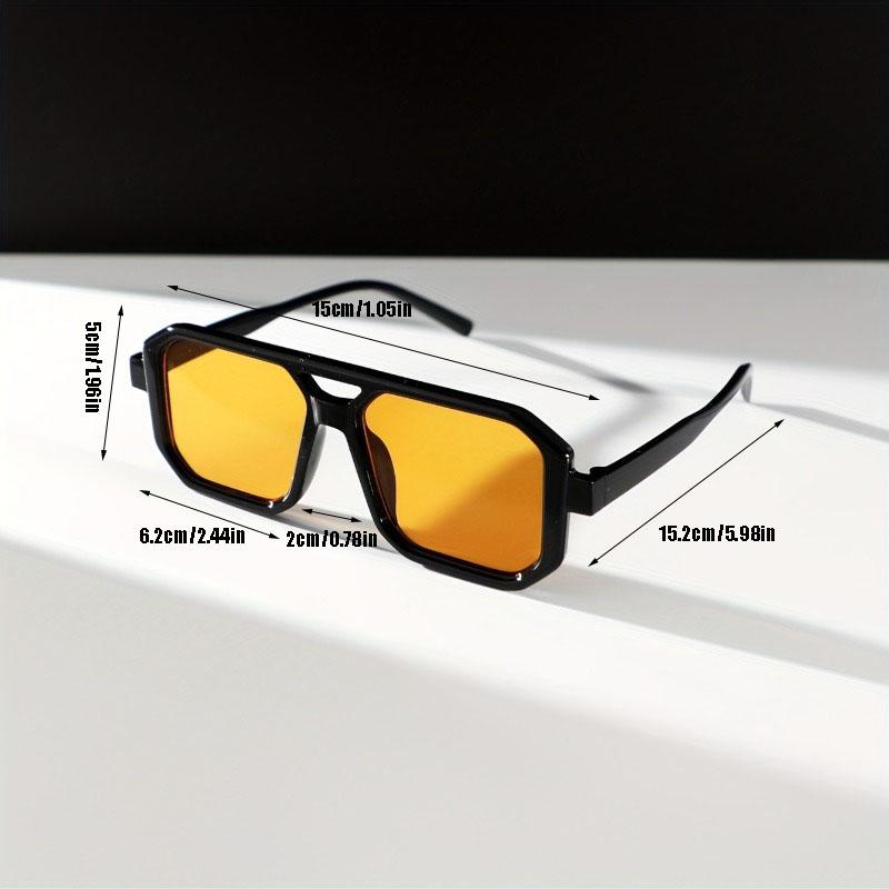 Non-polarized Men Square Double Bridge Sunglasses Casual, Daily Wear, PC Frame & Lens, Decorative, Driving Fishing Glasses