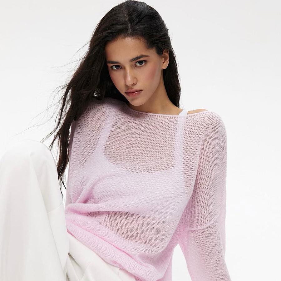 Ženy Dlouhý rukáv Průhledné Dámské Svetry Jaro Podzim Duté Ležérní Pletený svetr Tenký svetr s kulatým výstřihem Topy Elegantní jednoduchý úplet