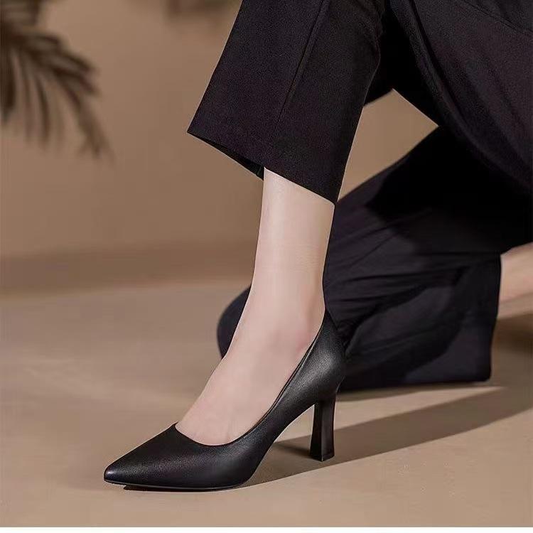 High Heels Women's Shoes Etiquette Soft Sole Tired Feet Flight Attendant Commuter French Single Shoes Formal Black Occupation Not Tired Work Shoes