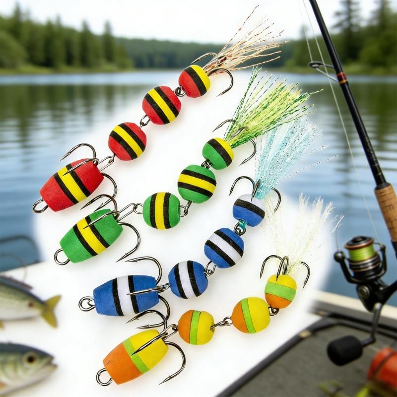 2pcs Light Weight Foam Baits Soft Fishing Baits High Density Foam Swim Baits with 2 Hook Fishing Tackle Foam Lures