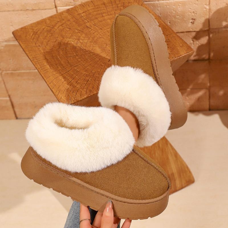 Low-top fluffy snow boots for women, new thick-soled non-slip bread shoes in winter, piled and thickened warm cotton shoes