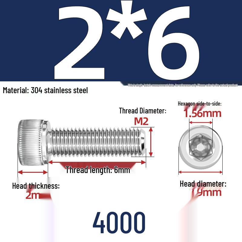 304 Stainless Steel Hex Socket Head Cap Screws, M2-M10, Extended Length