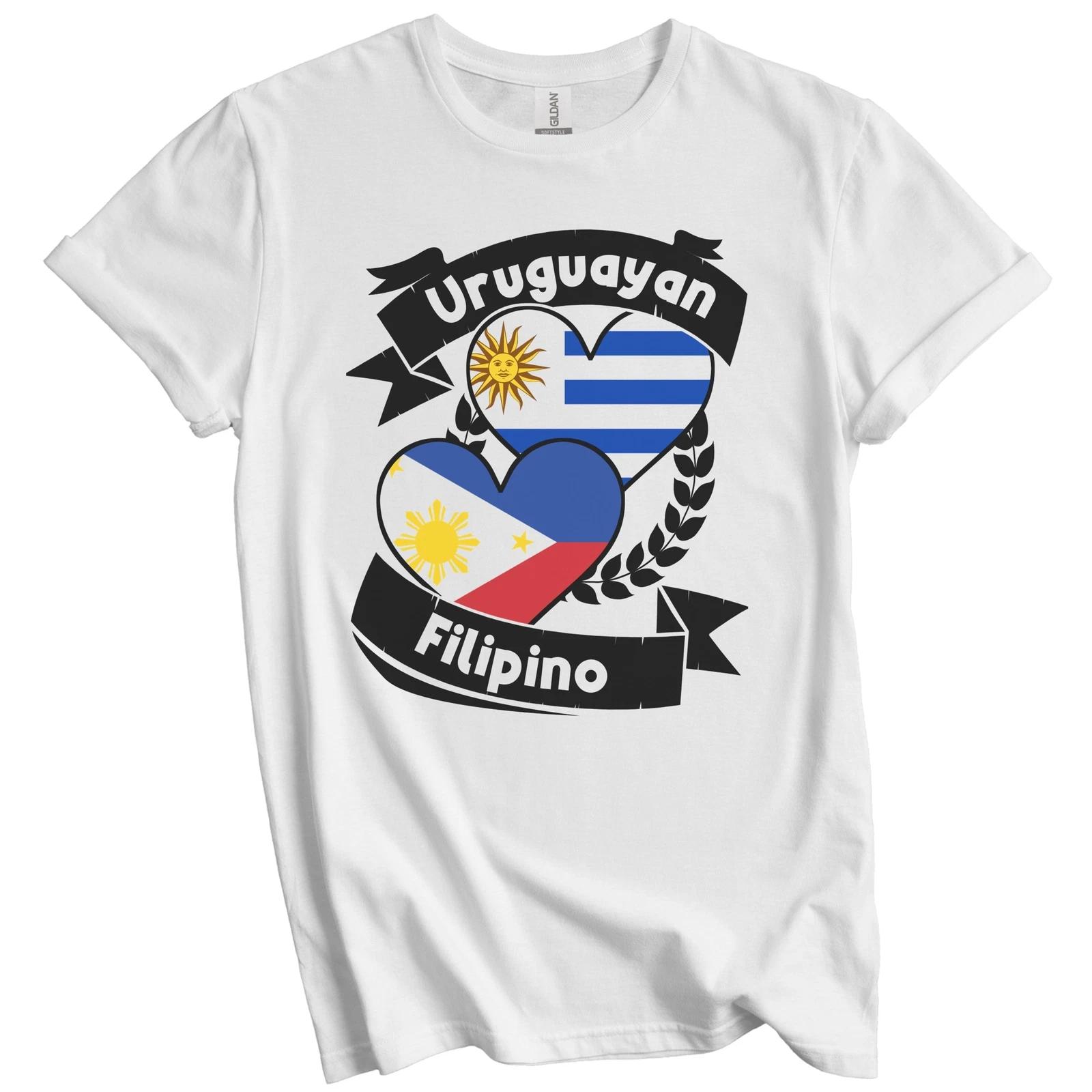 Uruguayan Filipino Heart Flags Uruguay Philippines T-Shirt 2XL