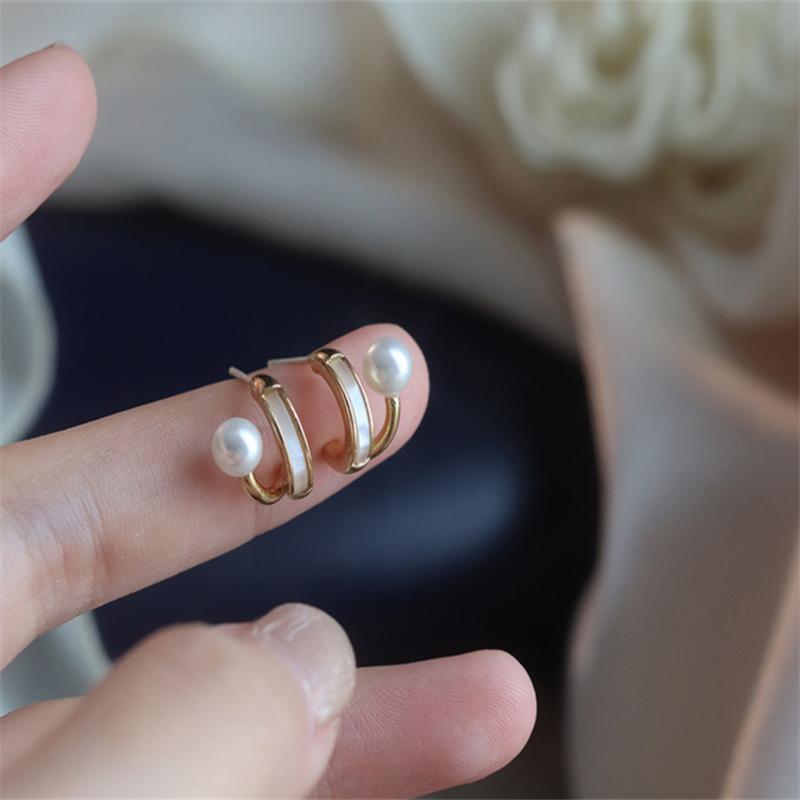 New Fashion  Pearl Hoop Earrings  for Women Girl Gift Jewelry Wholesale