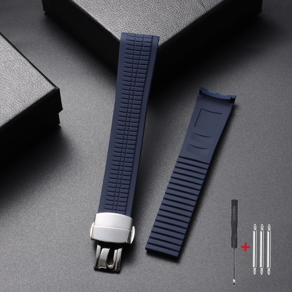 Cinturino per Orologio con Estremità Curva 21mm per Patek Philippe Serie Aquanaut 5164/5167 Impermeabile Anti-Polvere in Gomma Braccialetti in Silicone