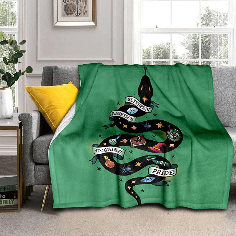 1pc Slytherin Snake Symbols Cartoon Blanket,Portable Throw for Travel & Camping, All Season Cozy Blanket,Ideal Gift