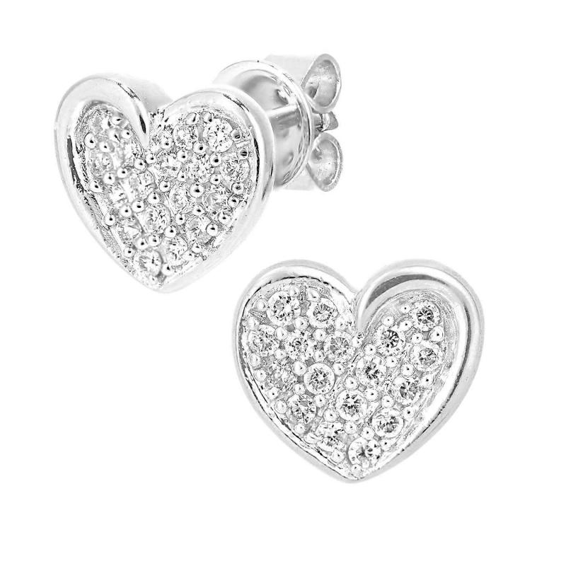 Full Diamond Heart Stud Earrings