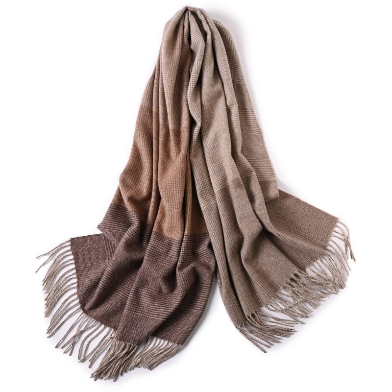 Milk camel pure wool scarf women's autumn and winter versatile thickened cashmere scarf new shawl dual-purpose