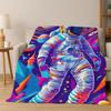 Cartoon Astronaut Universum Spaceman Weltraum Flanelldecke Weiche Warme Überwurfdecke für Schlafzimmer Wohnzimmer Bett Reise Kinder