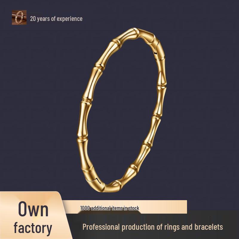 Stainless Steel Bamboo Joint Bracelet - European & American Design with Buckle, Titanium Steel Women's Jewelry.