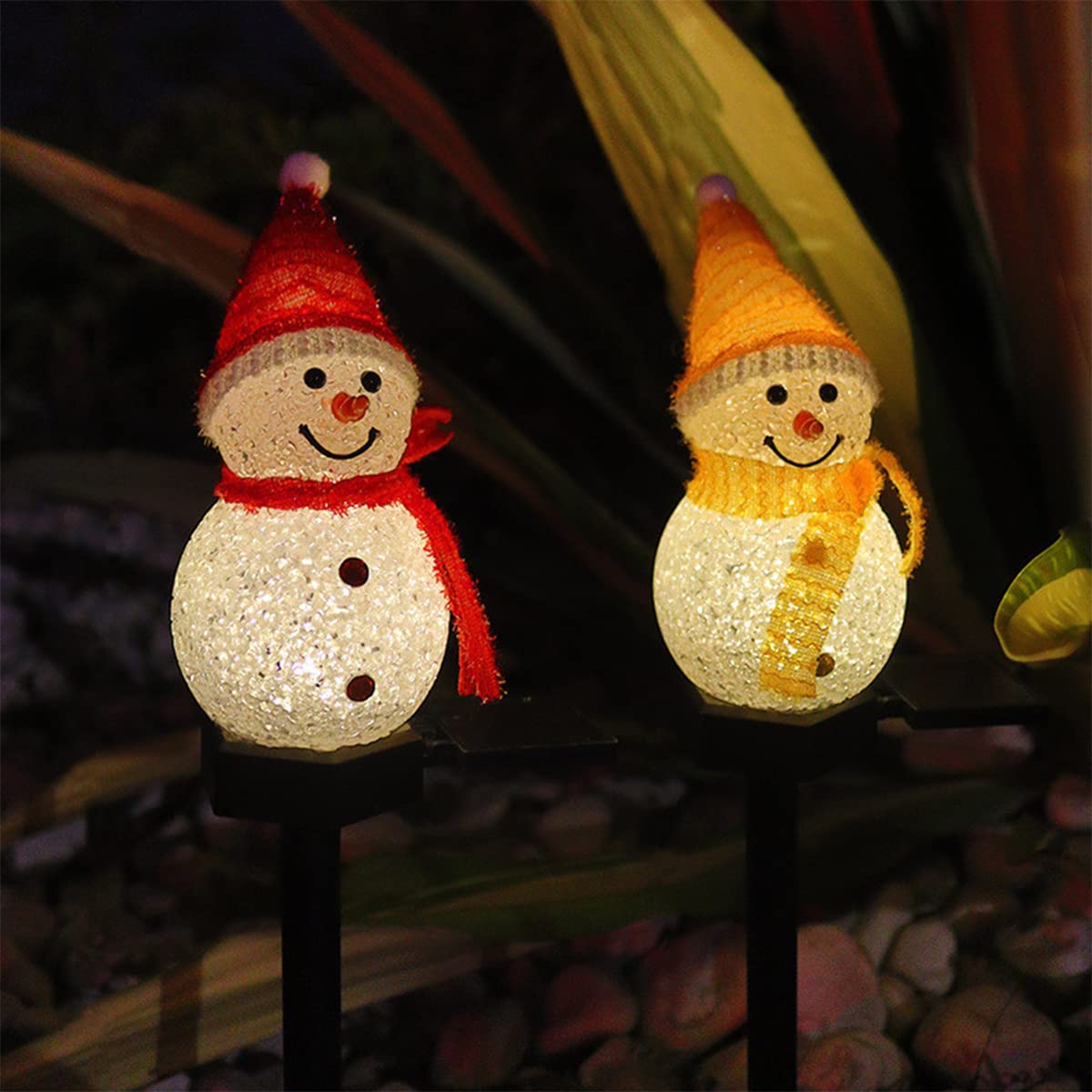 

Lanito Christmas Snowman Solar Garden Figurine 2 Pieces LED Garden Christmas Decoration Recessed Automatic Night Garden Christmas Ornaments Lights,