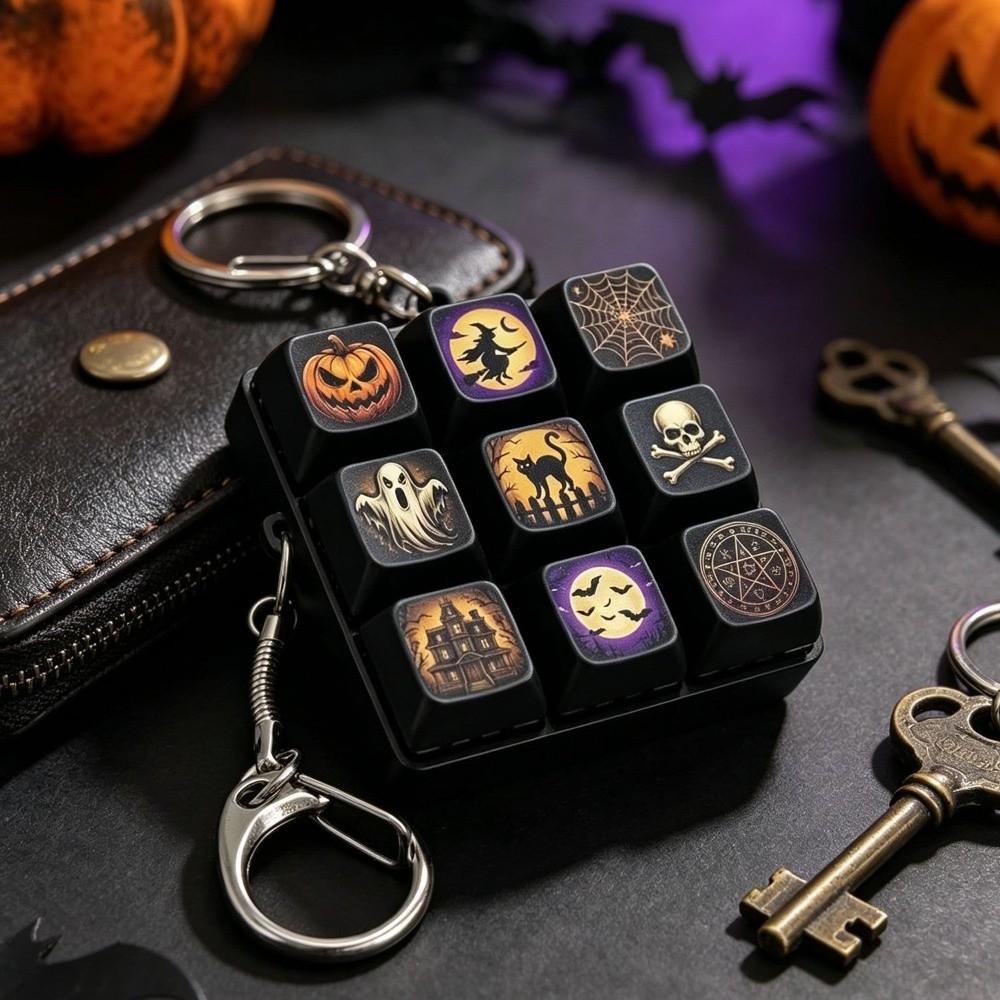 Pumpkin Ghost Clicker Fidget Keyring Witch Theme Keycap Clicker Keychain Fidget Keychain Keyrings