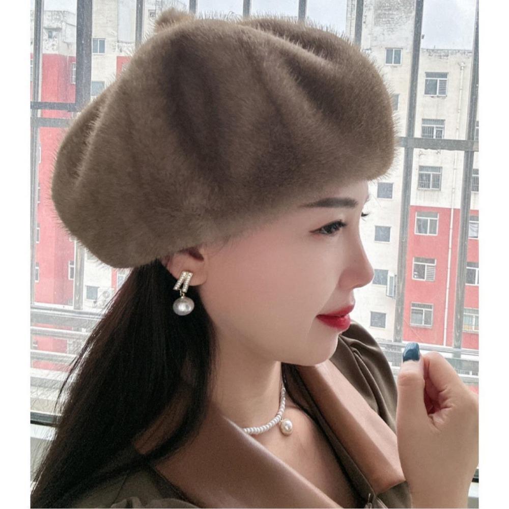 Осень и Зима Новые Береты Универсальные Тыква Ретро Теплые Утолщенные Иностранный Стиль Зимняя Мода Шляпа Художника хаки