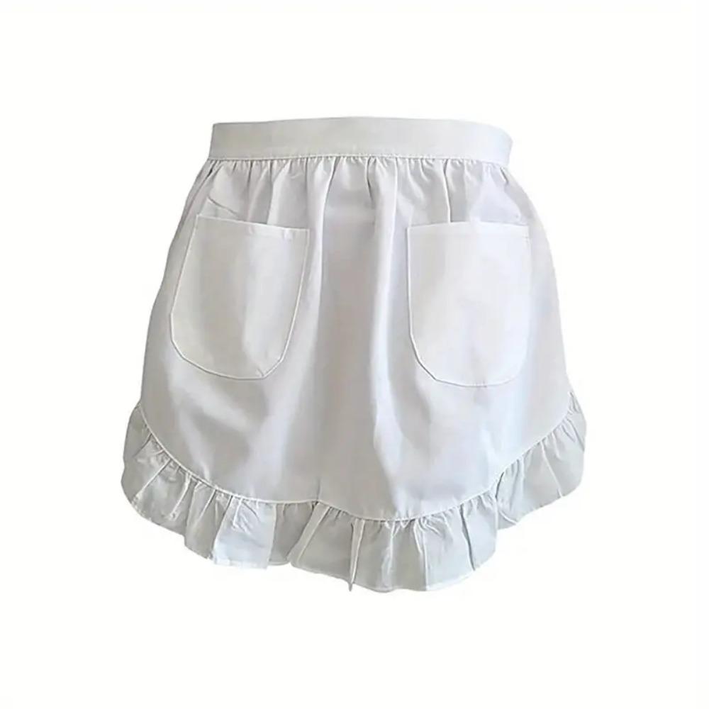 Dual Pockets Maid Apron European Style Kitchen Apron Art Studios Cooking Half Apron  Hotel