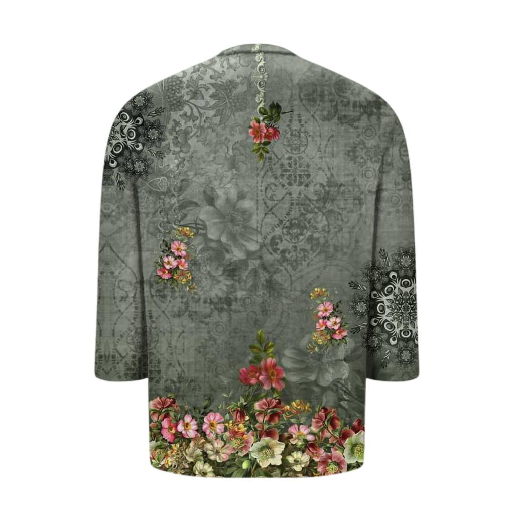 Modeblus för damer, större storlekar, med tryck, kortärmad, för elegant pendling och fritid