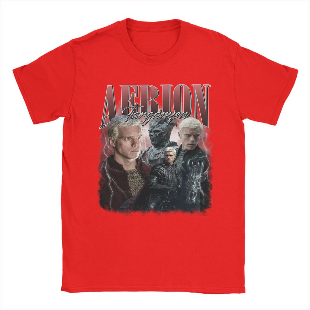 Heren Vintage Aerion Targaryen T-shirt Puur Katoen Tops Uniek Korte Mouw Ronde Hals T-shirts Cadeau Idee T-shirts