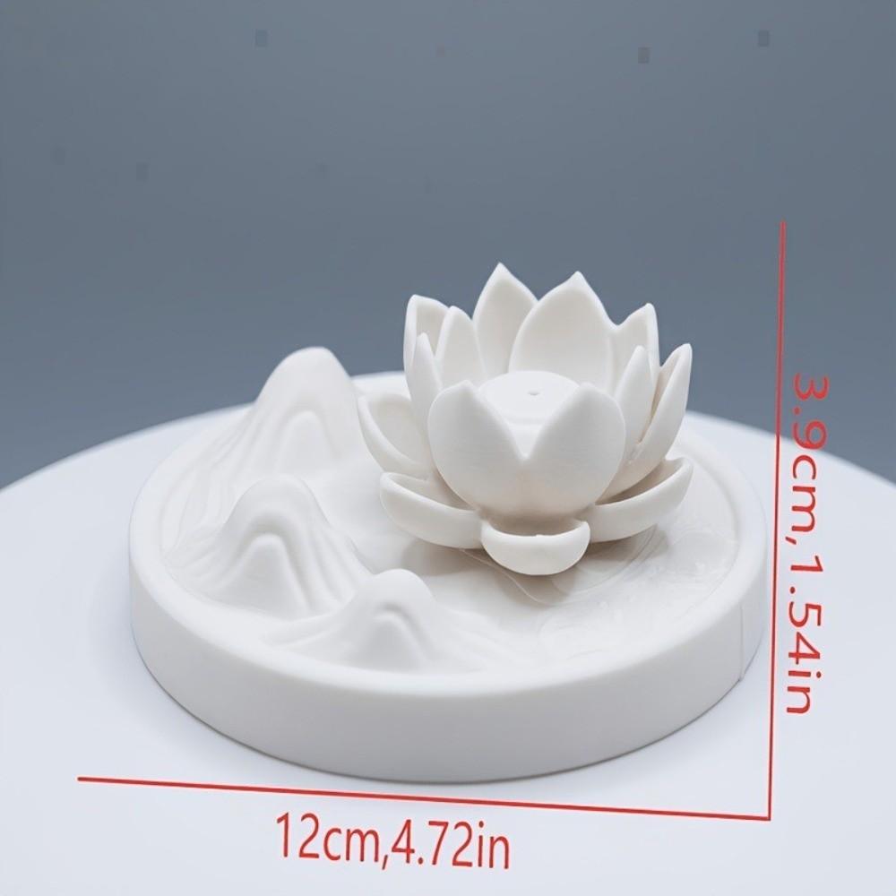 Chinese Zen Style Lotus Incense Burner Flat Bottom Tabletop Incense Base Meditation Room