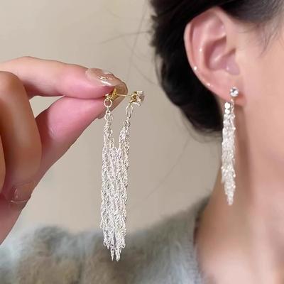 Long Style Fashionable French Tassel Earrings for Women, Light Luxury and High-end Earrings for Women, Cool and Stylish Ear Accessories for Women