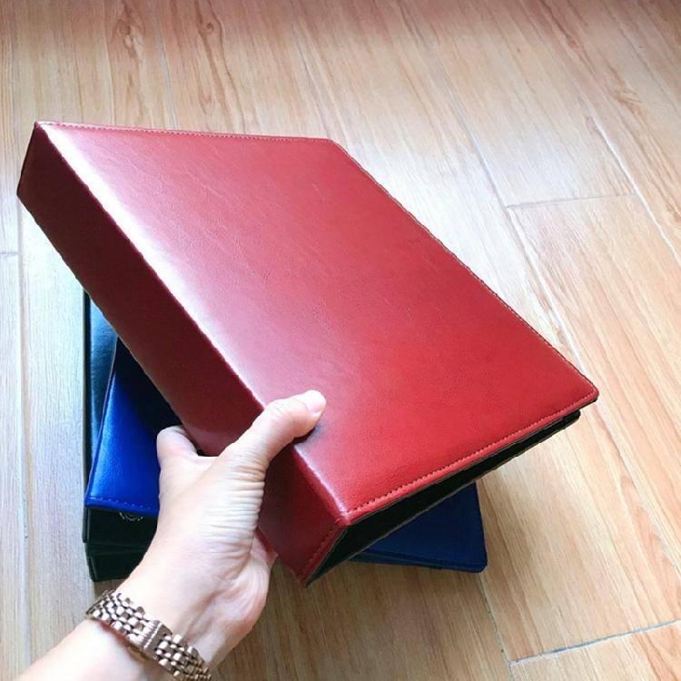 Leather Folder with Elastic Band Clipboard File Folder 3 Rings Binder File Holder Office Supplies