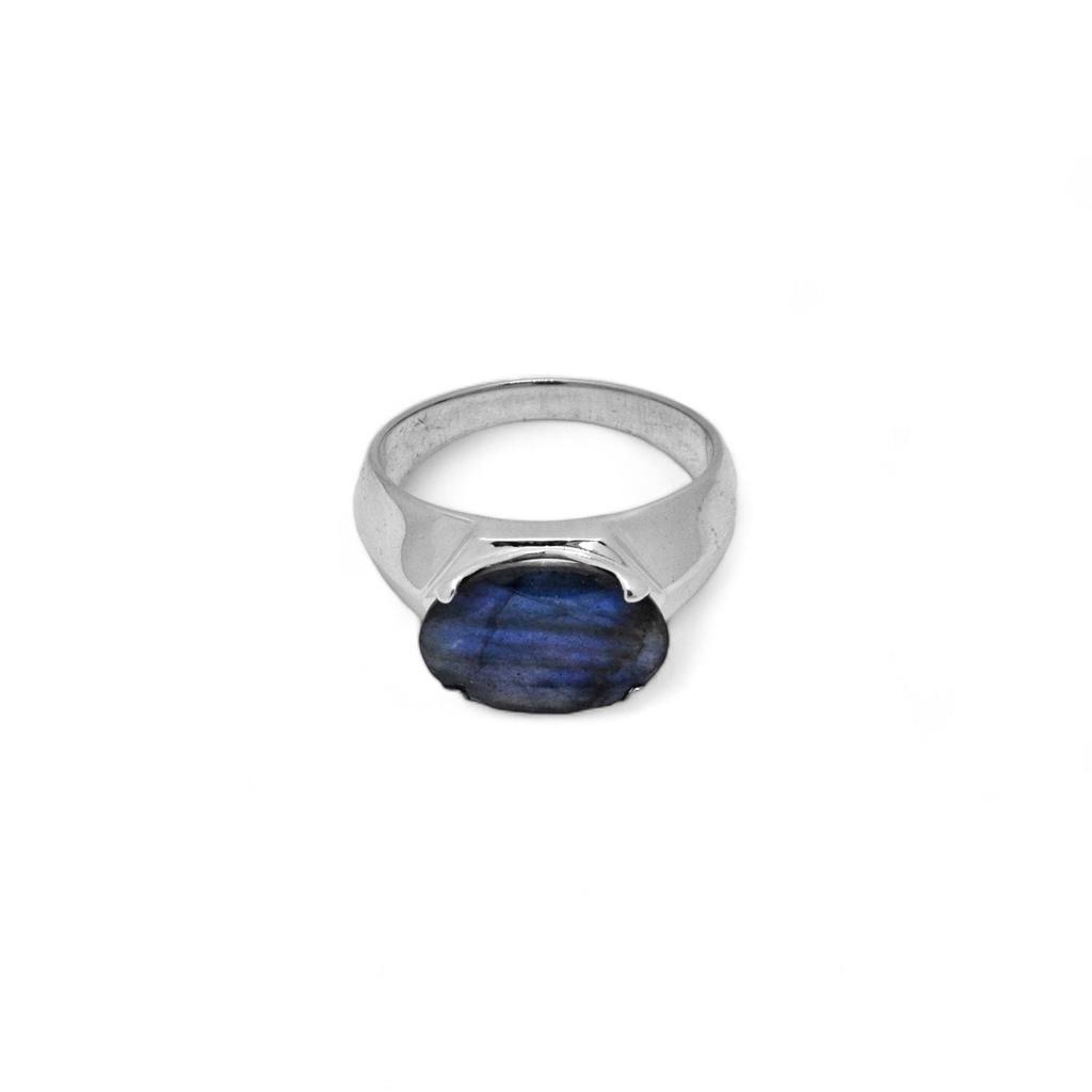 Labradorite Statement Ring: Natural Gemstone, 925 Sterling Silver